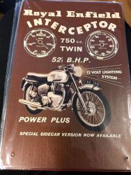 Royal Enfield interceptor -kilpi, 20 x 30 cm