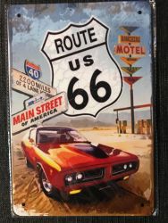 ROUTE US 66 -kilpi, 20 x 30 cm